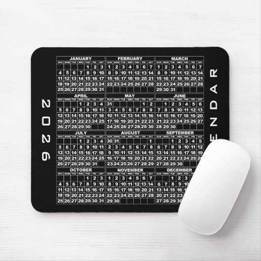 2026 Calendar Mousepad Black マウスパッド (マウス)