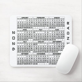 2026 Calendar Mousepad White マウスパッド