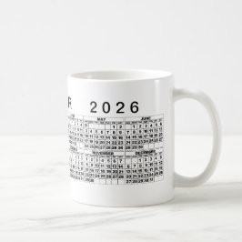 2026 Calendar Mug Black White コーヒーマグカップ