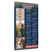 2026 Calendar Navy Coral Gold Family Photo Collage クリップボード (右)
