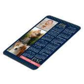 2026 Calendar Navy Coral Gold Family Photo Collage マグネット (左側)