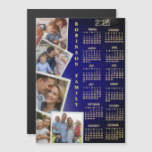 2026 Calendar Navy White Gold 5 Photo Collage (正面/裏面)