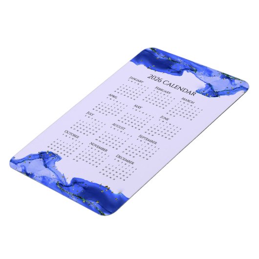 2026 Calendar Ocean Blue Marbled Waves  マグネット (左側)