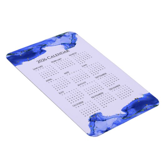 2026 Calendar Ocean Blue Marbled Waves  マグネット (右側)