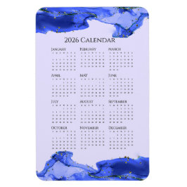 2026 Calendar Ocean Blue Marbled Waves  マグネット