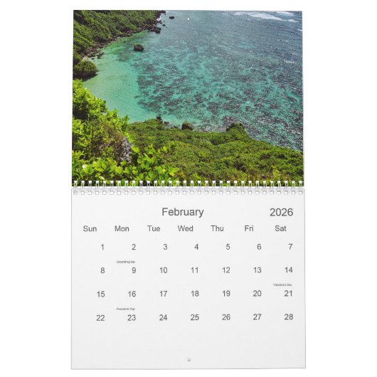 2026 Calendar Ocean Views  カレンダー (2月 2026)