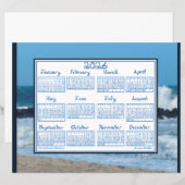 2026 Calendar Ocean Waves Beach Rocks Fabric Font (正面/裏面)