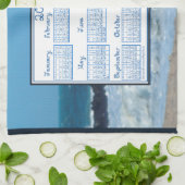 2026 Calendar Ocean Waves Beach Rocks Fabric Font キッチンタオル (折り畳み)