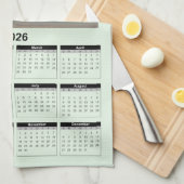 2026 Calendar of a White Lighthouse in Sunset キッチンタオル (四つ折り)