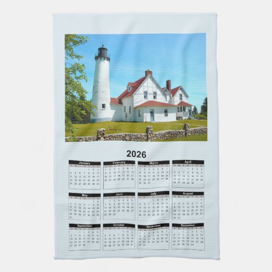 2026 Calendar of Door County Wisconsin Lighthouse  キッチンタオル (縦)