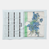 2026 Calendar of Van Gogh Blue Flowers in Vase キッチンタオル (横)