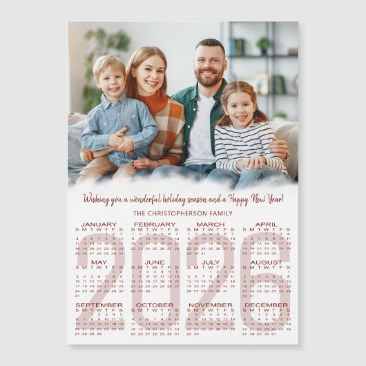 2026 Calendar Photo Custom Color Christmas Card (正面)