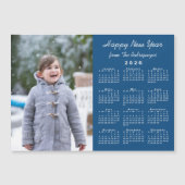2026 Calendar Photo Happy New Year Blue Magnet (正面)