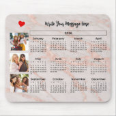 2026 Calendar Pink Marbleized Photo Collage Magnet マウスパッド (正面)