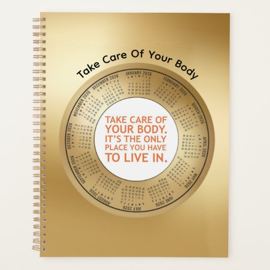 2026 Calendar Planner quote Take Care Of Your Body プランナー手帳 (正面)