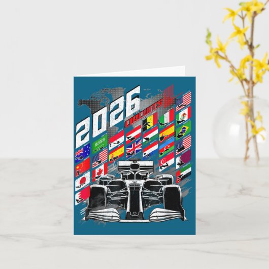 2026 Calendar Racing Circuit Schedule Places カード (黄色い花)