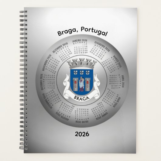 2026 Calendar Silver Planner Braga Portugal プランナー手帳 (正面)