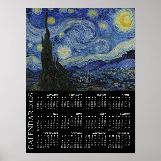 2026 Calendar, Starry Night / Van Gogh, Large ポスター (正面)