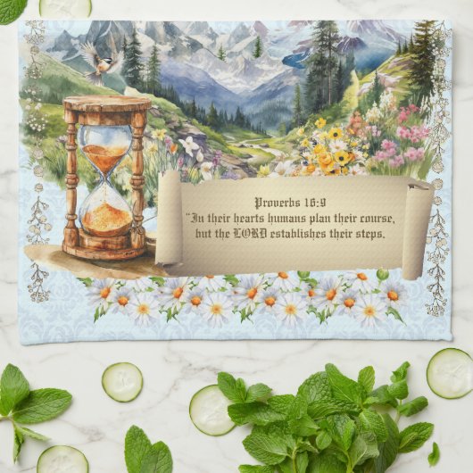 2026 Calendar Towel Alps Mountains Proverbs キッチンタオル (折り畳み)