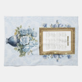 2026 Calendar Towel Blue Rose Kitchen Towel キッチンタオル (横)