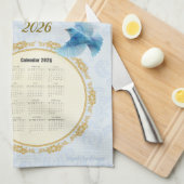 2026 Calendar Towel Bluebirds Birdhouse Ecc 3:11 キッチンタオル (四つ折り)