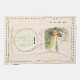2026 Calendar Towel Christian Pastel Country Scene キッチンタオル