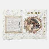 2026 Calendar Towel  Floral Horse and Butterfly キッチンタオル (横)