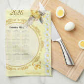 2026 Calendar Towel Goldfinch Trust in the Lord キッチンタオル (四つ折り)