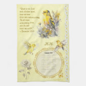 2026 Calendar Towel Goldfinch Trust in the Lord キッチンタオル (縦)