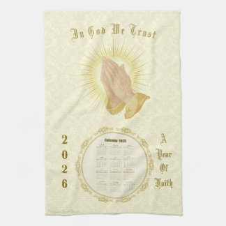 2026 Calendar Towel In God We Trust キッチンタオル