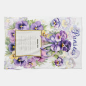 2026 Calendar Towel Pansy Pansies キッチンタオル (横)