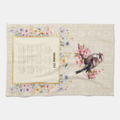 2026 Calendar Towel Sparrow with Wildflowers キッチンタオル (横)