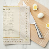 2026 Calendar Towel Tea Time or Custom Message キッチンタオル (四つ折り)