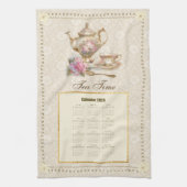 2026 Calendar Towel Tea Time or Custom Message キッチンタオル (縦)