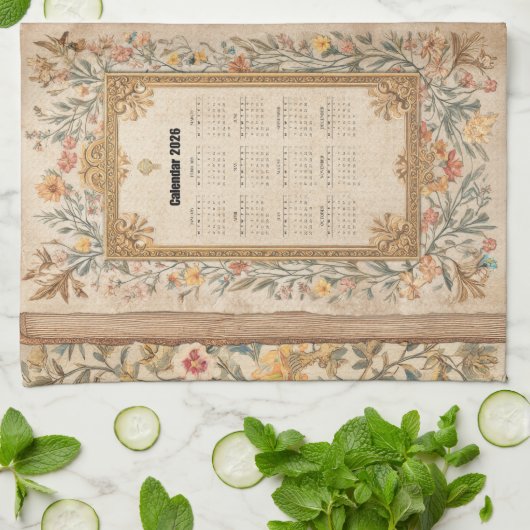 2026 Calendar Towel Ten Commandments Monastic  キッチンタオル (折り畳み)