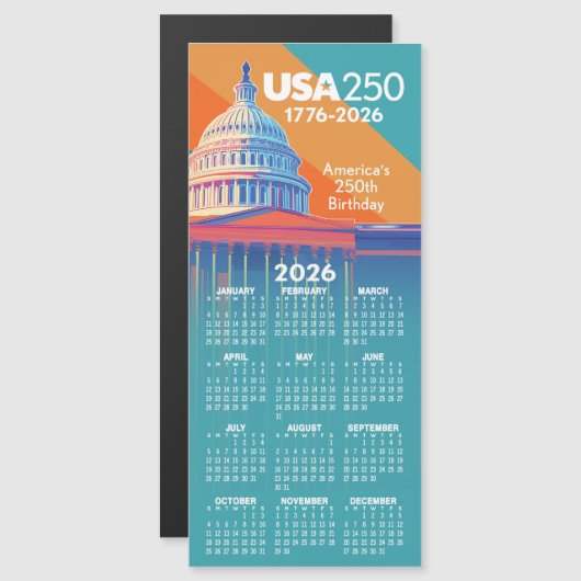 2026 Calendar USA 250 Capital Dome America (正面/裏面)