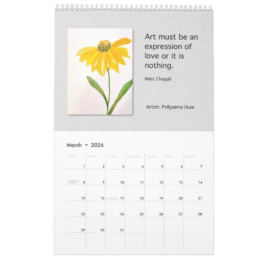 2026 Calendar Vanessa's Art Studio Students 2 カレンダー (3月 2026)