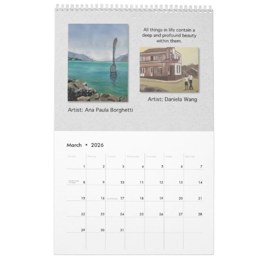 2026 Calendar Vanessa's Art Studio Student's Work1 カレンダー (3月 2026)