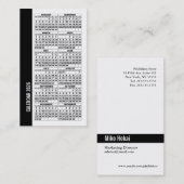2026 Calendar Wallet Sized Business Card White 名刺 (正面/裏面)