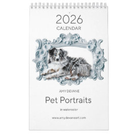 2026 Calendar Watercolor Pet Portraits by Amy DeVa カレンダー