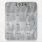 2026 Calendar Wavy Brushed Steel Abstract マウスパッド (正面)