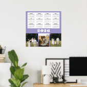 2026 Calendar with Purple Background ポスター (ホームオフィス)