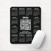 2026 Calendar with QR Code Contact Info Black マウスパッド (マウス)
