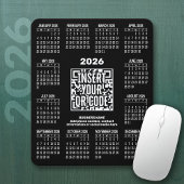 2026 Calendar with QR Code Contact Info Black マウスパッド