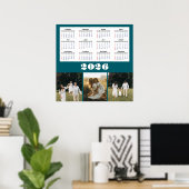 2026 Calendar with Teal Background  ポスター (ホームオフィス)