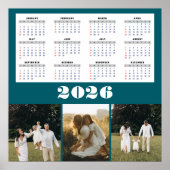 2026 Calendar with Teal Background  ポスター (正面)