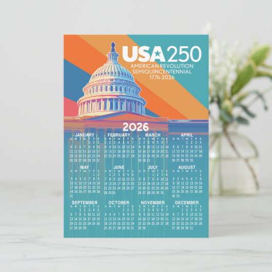 2026 Calendar with USA 250 Capital America Card (スタンド正面)