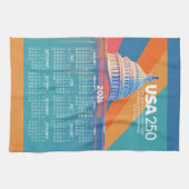 2026 Calendar with USA 250 Capital Dome America キッチンタオル (横)