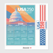 2026 Calendar with USA 250 Capital Dome America シール (シート)