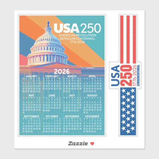 2026 Calendar with USA 250 Capital Dome America シール (シート)